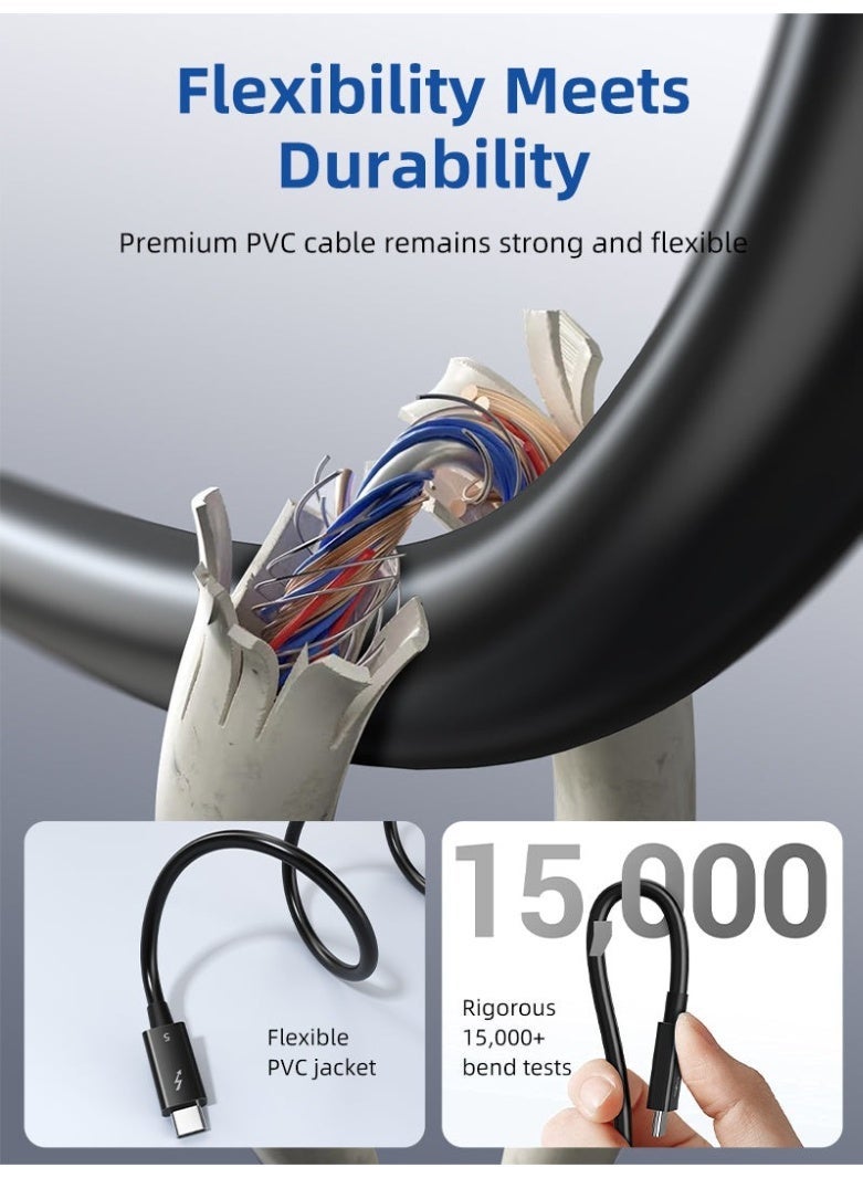 CABLETIME INTEL CERTIFIED THUNDERBOLT 5 CABLE 0.8M | 240W, 120GBPS, 8K - Image 4